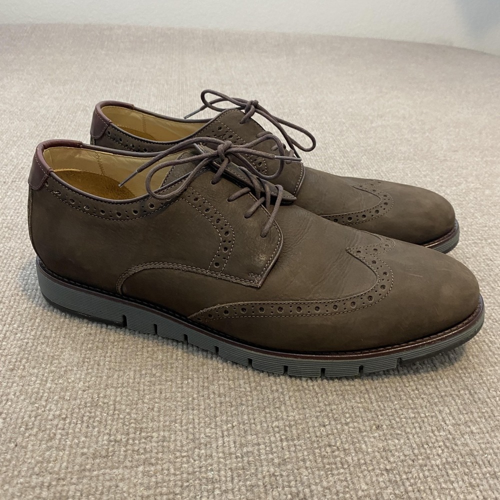 Johnston & Murphy Shoes Brown Leather Wingtip Derby J&M 1850 Mens Size 12 M